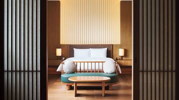 Premium bedding, down duvets, minibar, desk