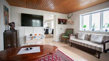 Standard-huoneisto | Olohuone | 40–tuumainen taulutelevisio, jossa kaapelikanavat