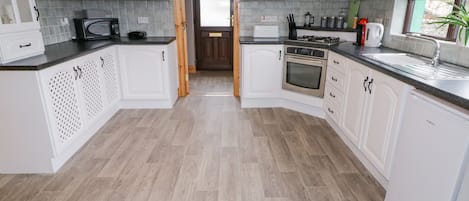 Fridge, microwave, oven, highchair