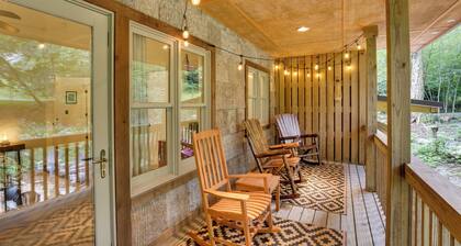 Patio & Fireplace: Tranquil Grandfather Mtn Cabin