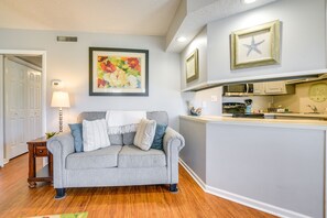 TV, fireplace - Little River Condo w/ Pool Access - Near Beaches! (Little River)