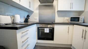 Fridge, microwave, oven, toaster