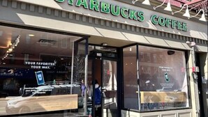 A Starbucks Coffee storefront with large windows and a clear view of the interior.