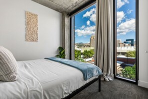 1 bedroom, desk, iron/ironing board, travel cot