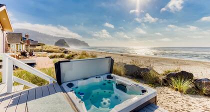 Beachfront home with ocean-view hot tub & wood-burning fireplace - dog-friendly