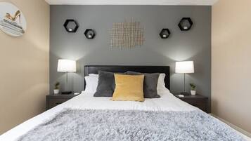 4 bedrooms, desk, iron/ironing board, travel crib