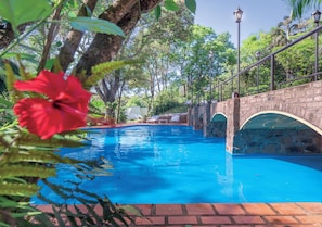 Outdoor pool, sun loungers
