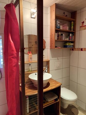 Een douche, een haardroger, handdoeken