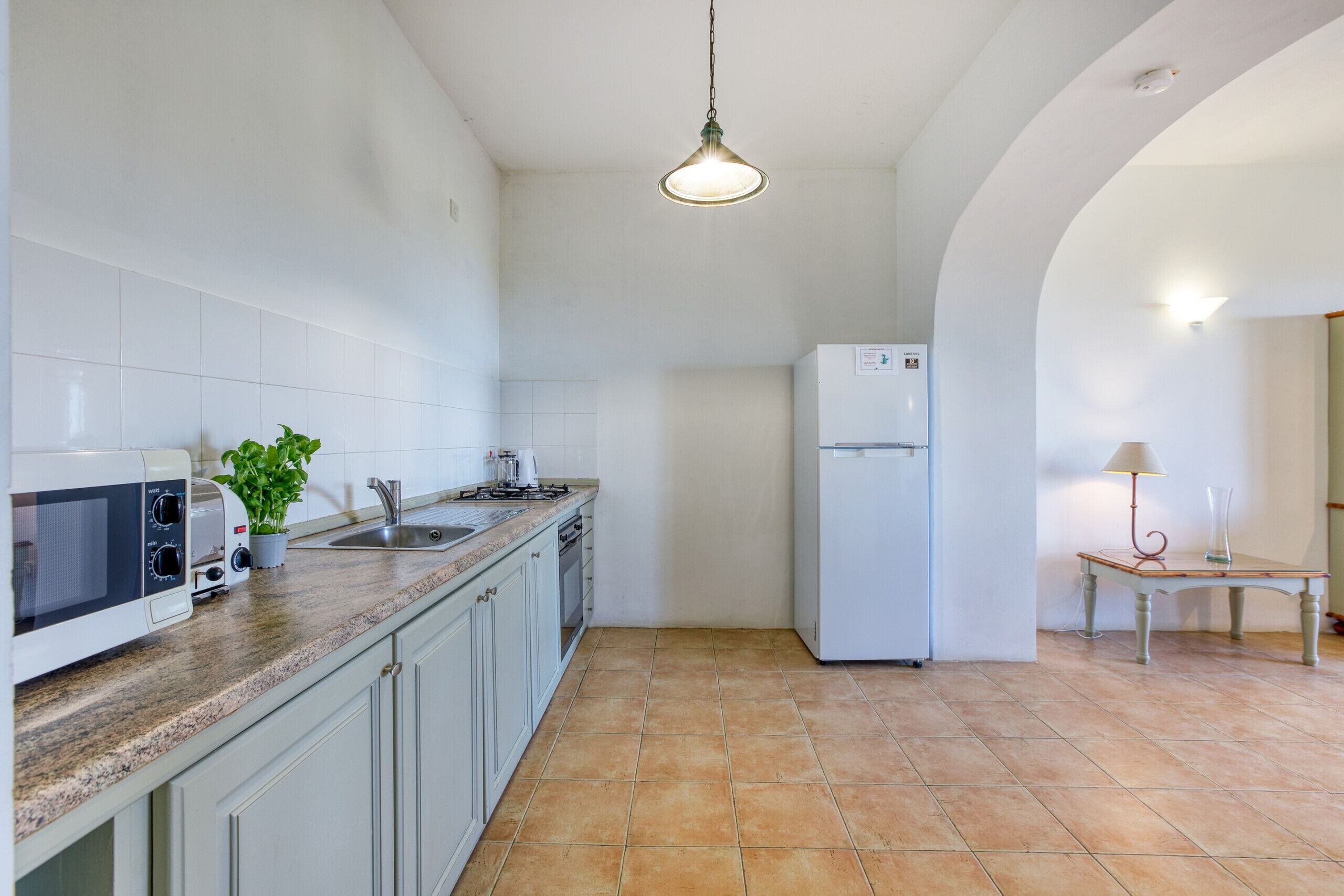 Fridge, microwave, oven, toaster