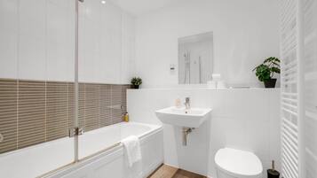 House | Bathroom | Shower, rainfall showerhead, hair dryer, towels