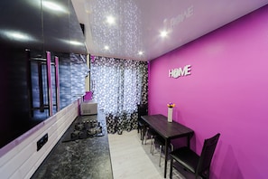 City Apartment | Private kitchen | Fridge, microwave, oven, stovetop - laconic apartments in Minsk (Minsk)