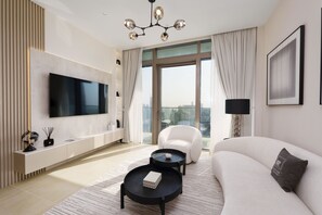 Deluxe Apartment | Living room - Maison Privee - Modern Luxury Apt w/ Spectacular Dubai Marina Vws (Dubai)