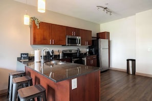 Coffee/tea maker, fridge, microwave, oven - Downtown Apartment with a View (Columbus)