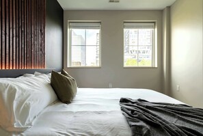 1 bedroom, desk, iron/ironing board, travel cot