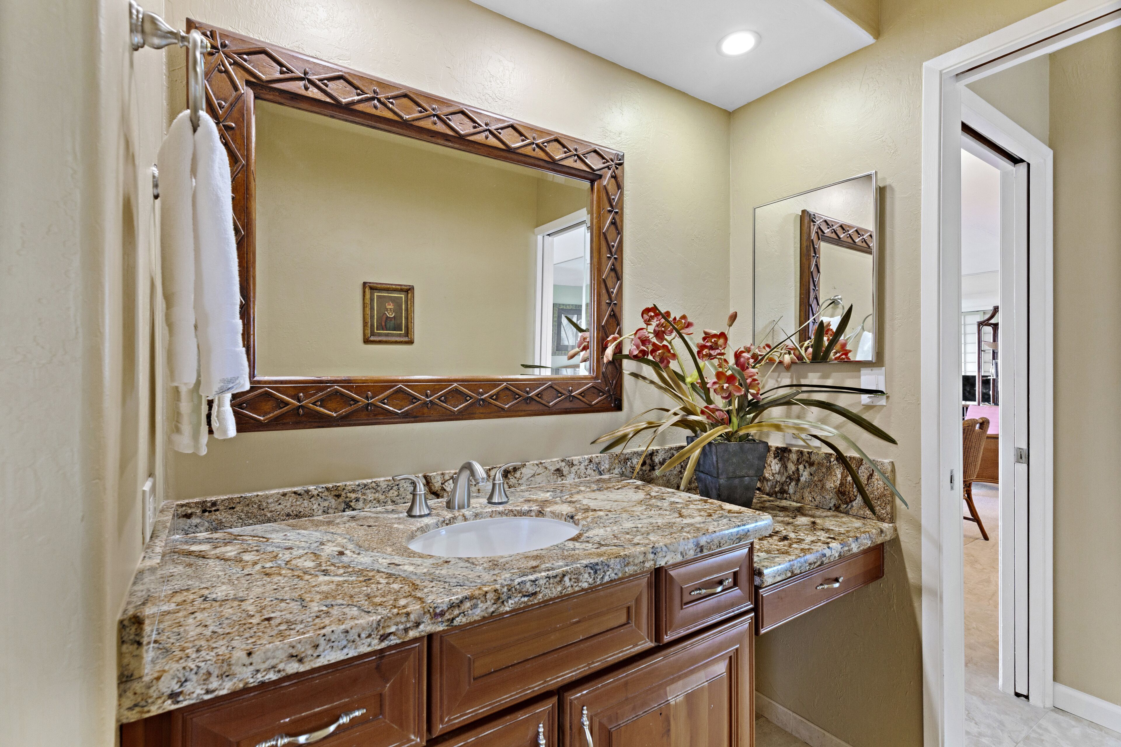 Combined shower/tub, hair dryer, towels, soap