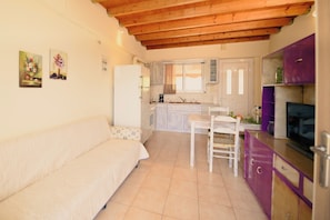 Casa standard, vários quartos, 2 banheiros, ao lado da montanha (Evgenias House Ancient Olympia) | Cozinha privada | Geladeira, fogão, cooktop, cafeteira/chaleira