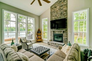 Smart TV, fireplace, video games