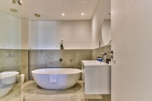 Bañera, secador de pelo y toallas