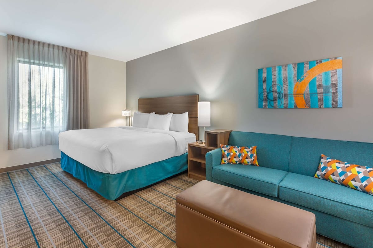 Basic-Suite, 1 King-Bett und Schlafsofa, Nichtraucher (Roll-In Shower) | 1 Schlafzimmer, laptopgeeigneter Arbeitsplatz, Verdunkelungsvorhänge