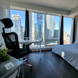 1 bedroom, WiFi, bed sheets - Lux Corner Unit-spa-gym-office-lounges (Montréal)