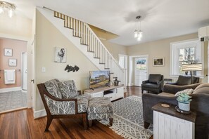 Smart TV, DVD player, books, video library