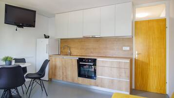 Apartment | Private kitchen | Fridge, microwave, oven, stovetop