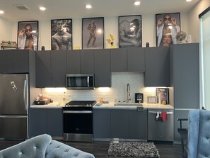 Fridge, microwave, dishwasher