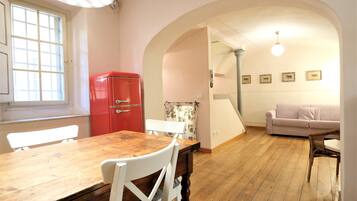 Apartment | Private kitchen | Fridge, microwave, oven, stovetop