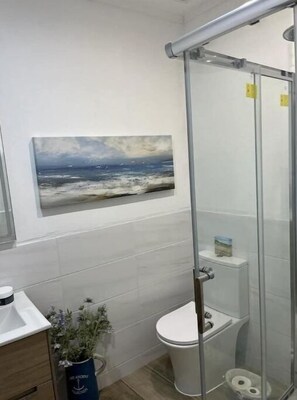 Hair dryer, towels, toilet paper