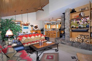 TV, fireplace, offices