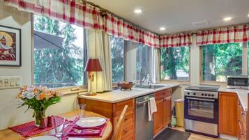 Fridge, microwave, stovetop, dishwasher