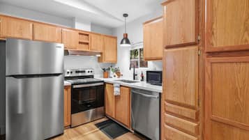 Fridge, microwave, oven, toaster