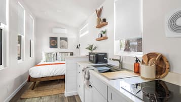 Fridge, microwave, stovetop, toaster