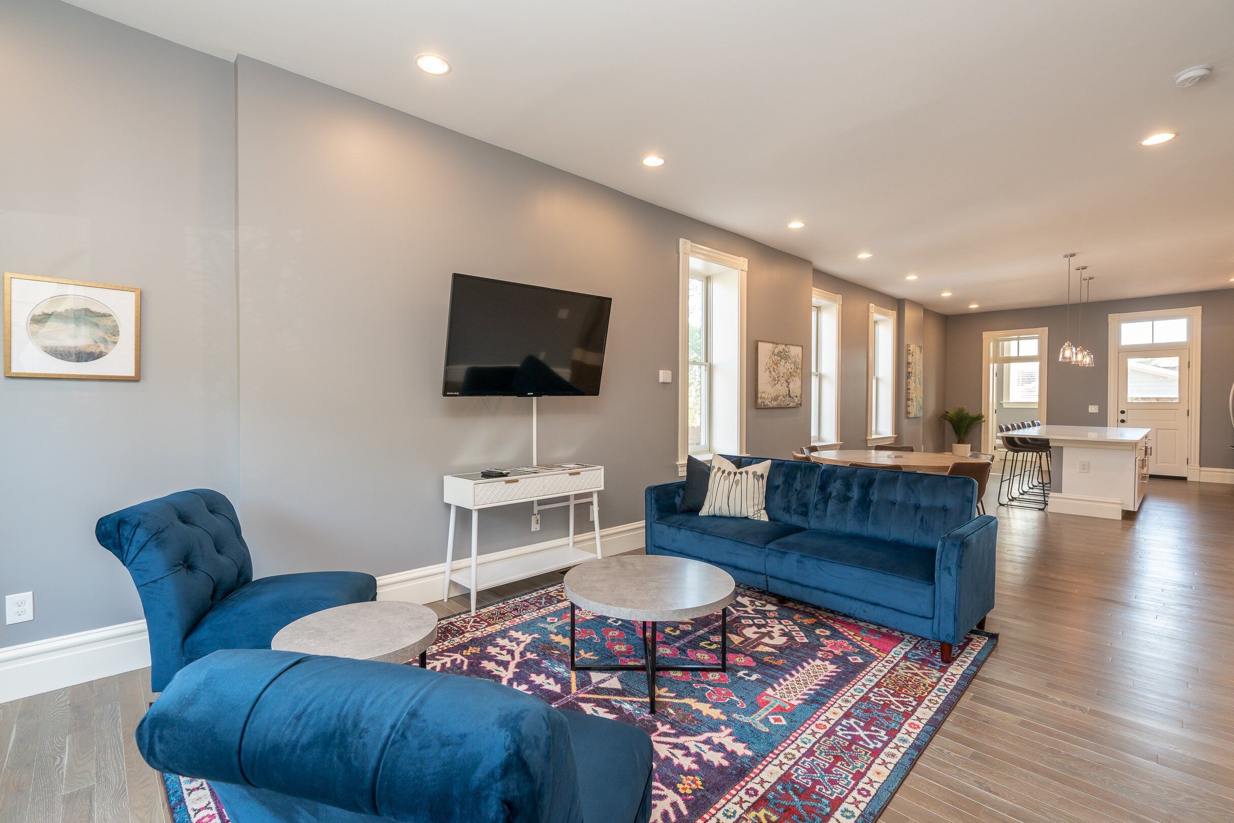 40-inch flat-screen TV with cable channels, TV