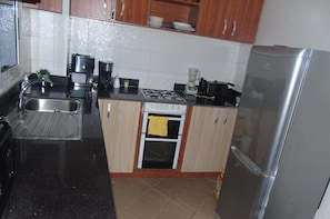 Frigorífico, microondas, horno y placa de cocina