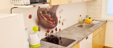 冷蔵庫、電子レンジ、コンロ、食器洗い機