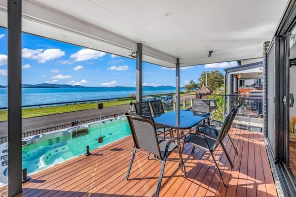 Views of Bay and heated Swim Spa