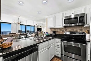 Fridge, microwave, oven, stovetop - 14th-Floor 2BR Condo With Gulf Views, Balcony and Heated Pool Access (Santa Rosa Beach)