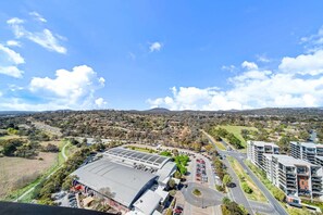 Aerial view - Chic 1-Bed with Stunning Lake View & Indoor Pool (Belconnen)