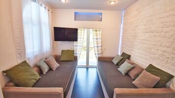 TV, DVD player, stereo