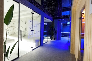 Un sauna, una bañera de hidromasaje, baño turco, 1 sala de tratamiento