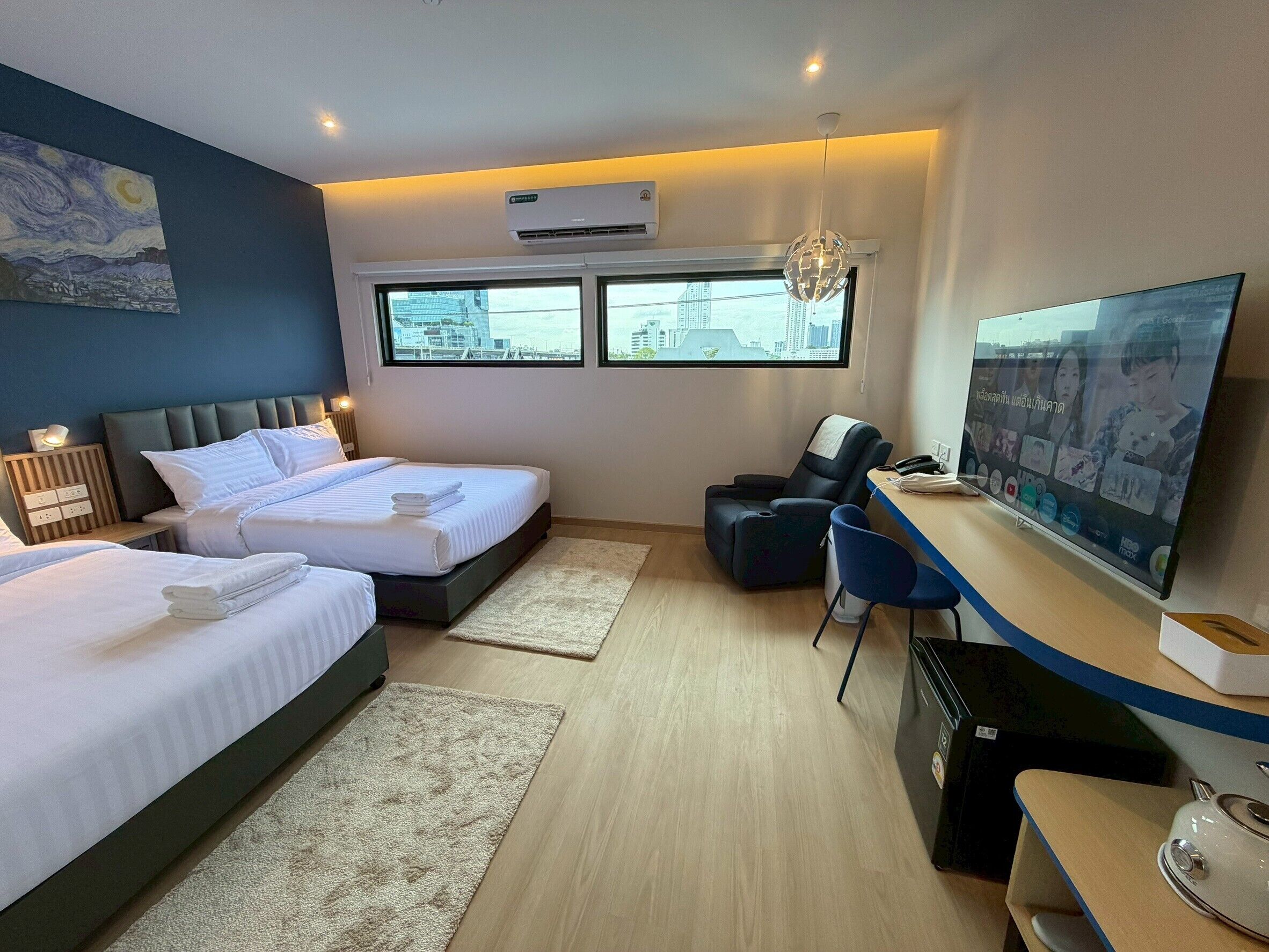 Family Quadruple Room, 2 Queen Beds, City View | Minibar, in-room safe, desk, free WiFi