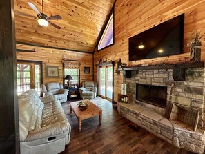 TV, fireplace, offices