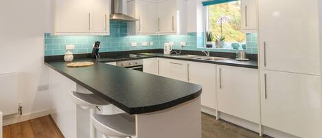 Fridge, dishwasher, electric kettle, toaster