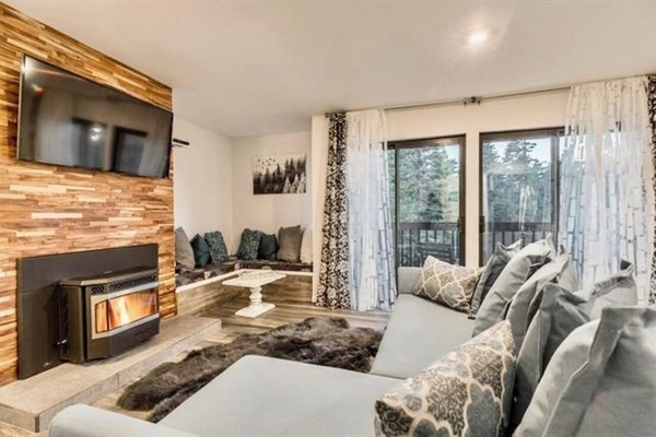 Älytelevisio, takka, kirjoja