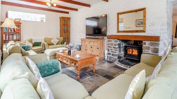 TV, fireplace