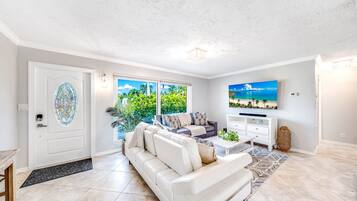 TV, foosball, stereo