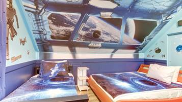 4 dormitorios, cuna de viaje, ropa de cama