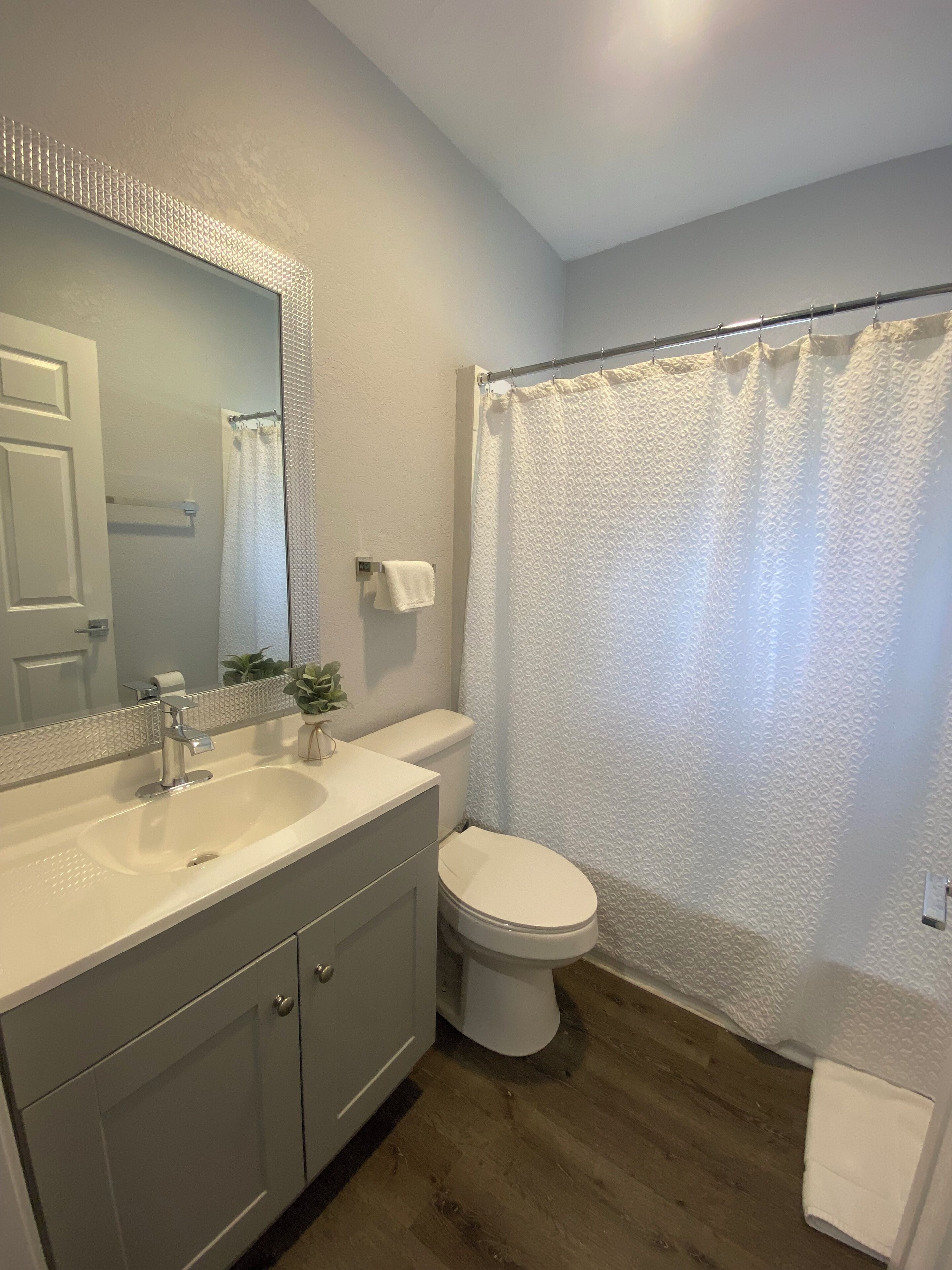 Standard Apartment | Bathroom | Shower, hydromassage showerhead, hair dryer, towels