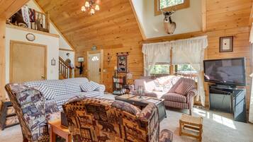 TV, fireplace, DVD player, foosball